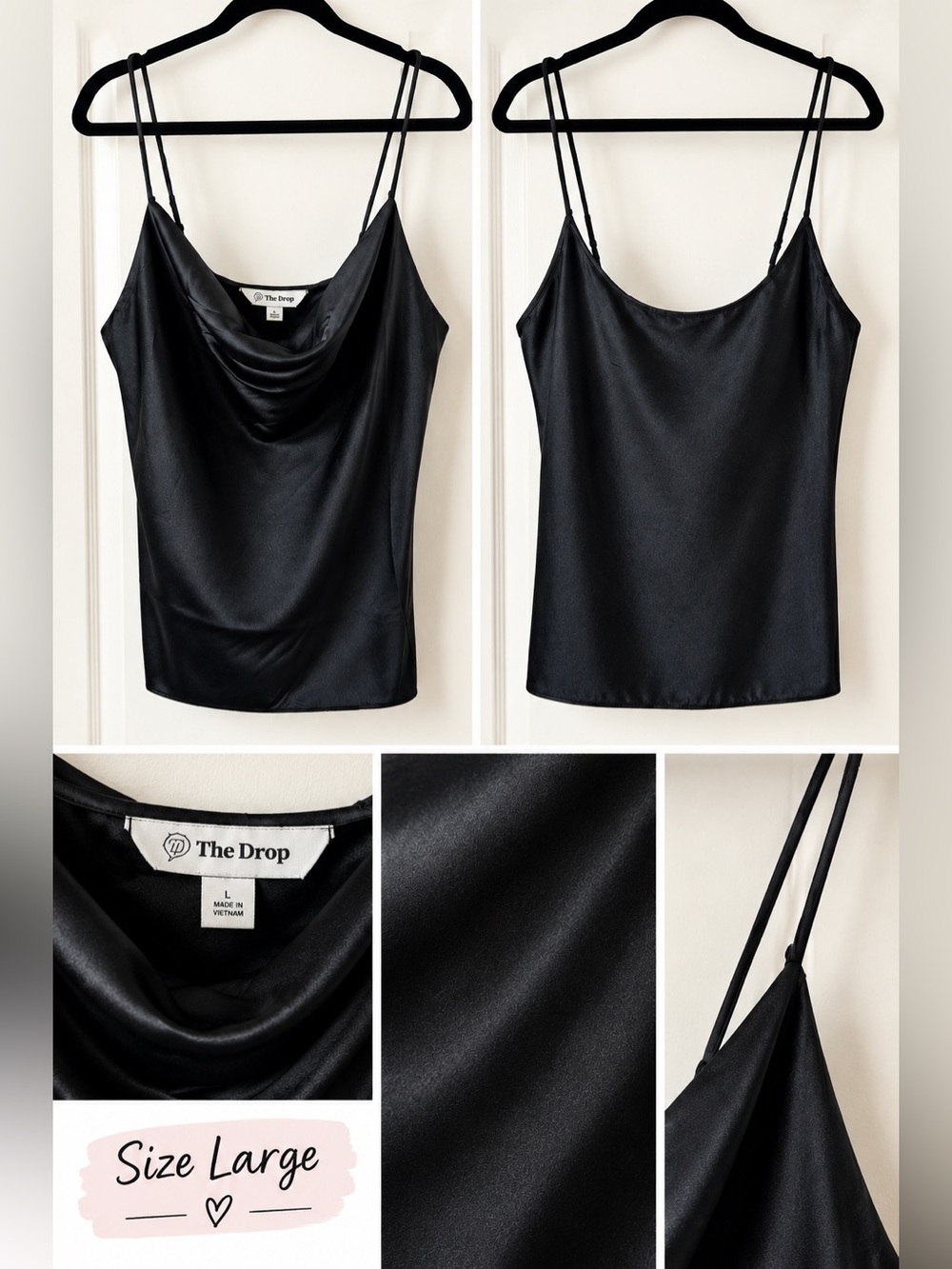 The Drop Womens Christy Cowl-Neck Cami Silky Stretch Top